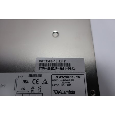 Tdk-Lambda AC to DC Power Supply, 100 to 120V AC, 15V DC, 100A HWS1500-15